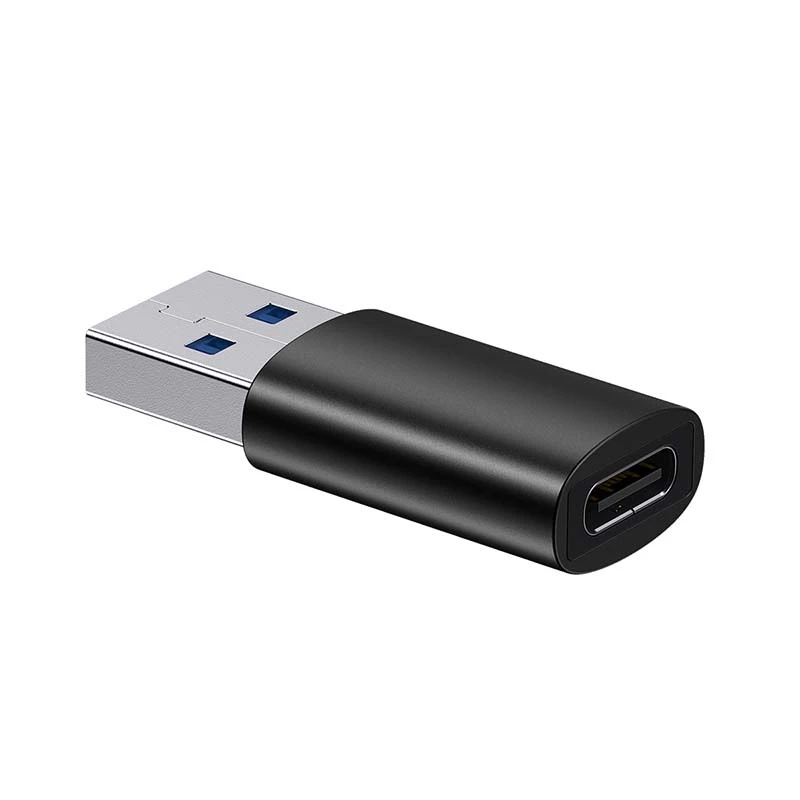 Adapteri Baseus Ingenuity USB Type-A (liitin) USB Type-C (pistoke) 10 Gbit/s, musta, 14×22×8 mm