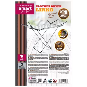 Kuivausteline LAMART LT8101 — 25 m kuivausnaru, kevyt ja kestävä