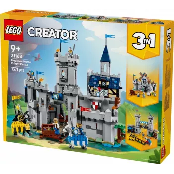 Rakennuslelu LEGO Creator 3-in-1 keskiaikainen ritarilinna sarja 31168 — 1371 osaa, 6 minifiguuria, 9 vuodesta alkaen