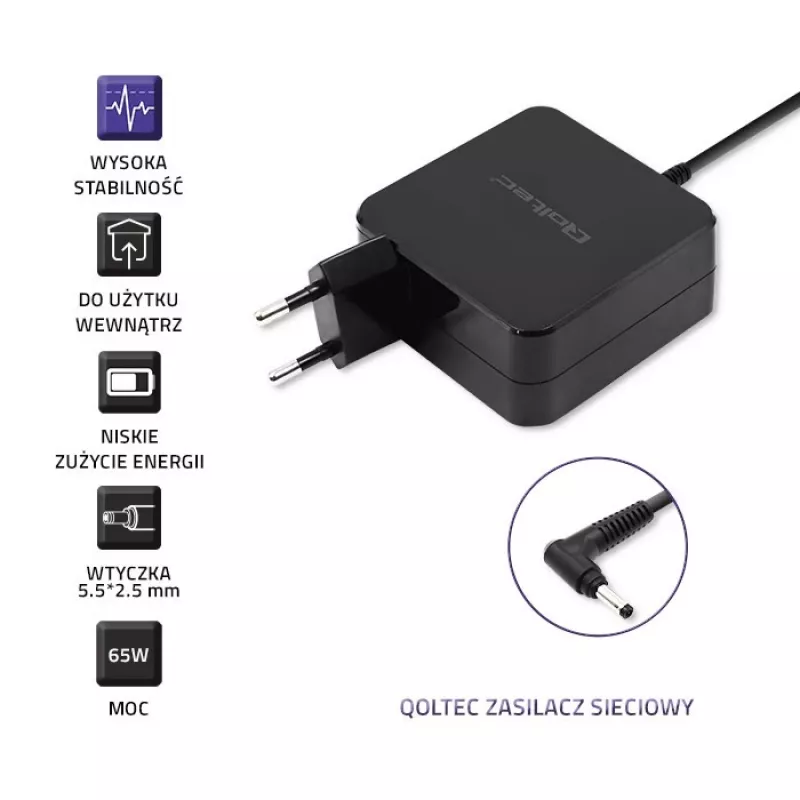 Qoltec 51745 virtalähde/invertteri sisäkäyttöön 65 W musta