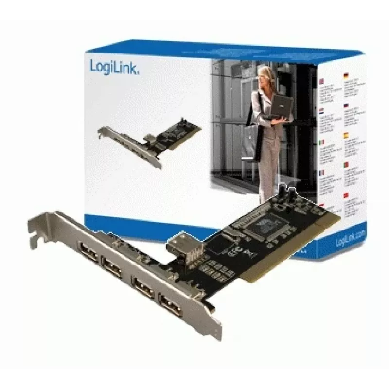 LogiLink PC0028 USB 2.0 PCI -kortti, 4 ulkoista + 1 sisäistä porttia