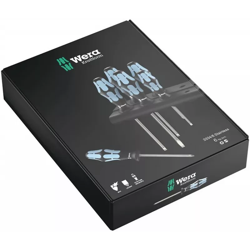 Wera 3334/6 ruostumattomasta teräksestä valmistettu ruuvimeisselisarja (6 kpl)