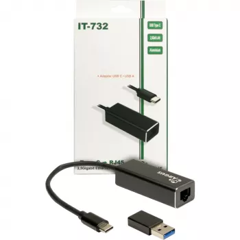 Ethernet-sovitin Inter-Tech IT-732 2500 Mbit/s USB Type-C johdollinen