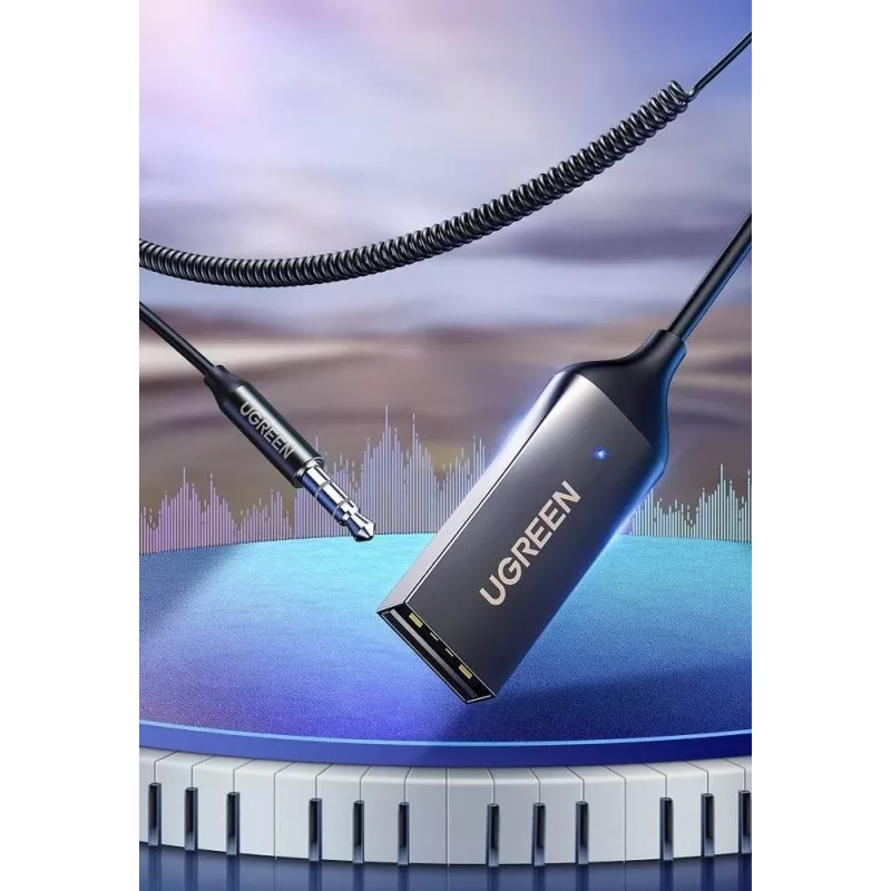 UGREEN CM309 Bluetooth 5.0 -äänivastaanotin, USB, 3,5 mm AUX-liitäntä, musta