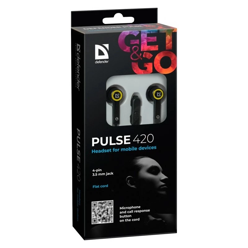Kuulokkeet Defender Pulse 420 musta-keltainen