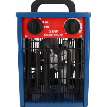 Tuuletin-sähkölämmitin BLAUPUNKT EH7010 – 2000 W, ruostumaton teräs -elementti, IPX4, lattialle sijoitettava, jopa 22 m², musta/sininen/punainen
