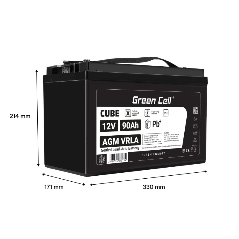AGM VRLA -akku 12V 90Ah IP54