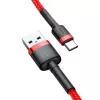 USB 2.0 A - USB-C -kaapeli Baseus CATKLF-B09 1m QC3.0 nailonpunos punainen, pikalataus ja datan synkronointi