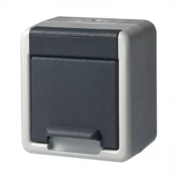 GIRA Schuko-pinta-asennuspistorasia 444030, yksittäinen, harmaa