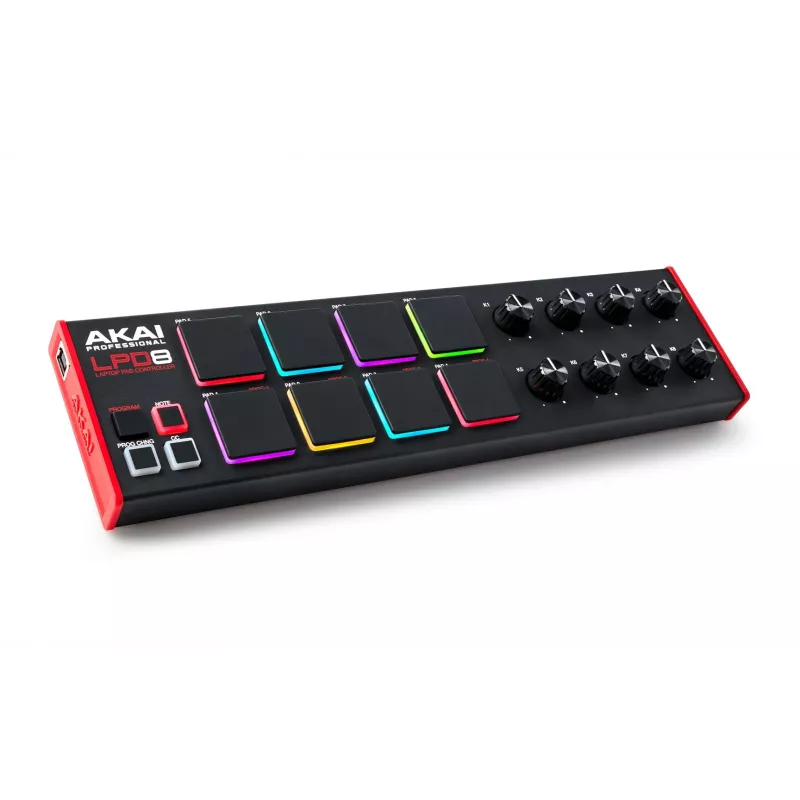 Akai LPD8 MKII MIDI-kosketinsoitin 8 kosketinta USB musta, punainen