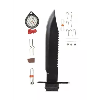 Kiinteäteräinen selviytymisveitsi Mil-Tec Special Forces 15368000 – ruostumaton teräs, full tang, 310 mm kokonaispituus, 185 mm terä, musta