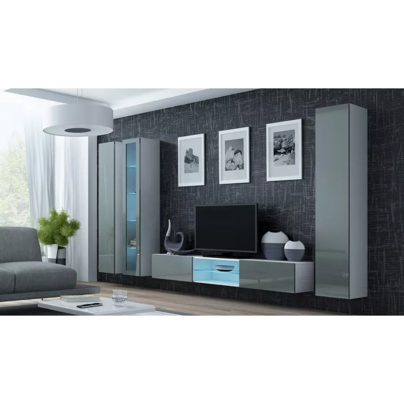 Cama vitriini VIGO '180' 180/40/30 valkoinen/harmaa kiiltävä