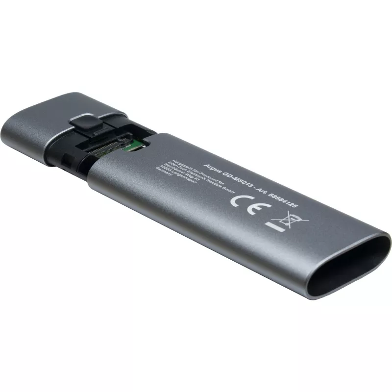 Inter-Tech GD-MS013 M.2 NVMe -asemakotelo, USB-C 3.2 Gen 2 10 Gbit/s, 113x37x12 mm, harmaa