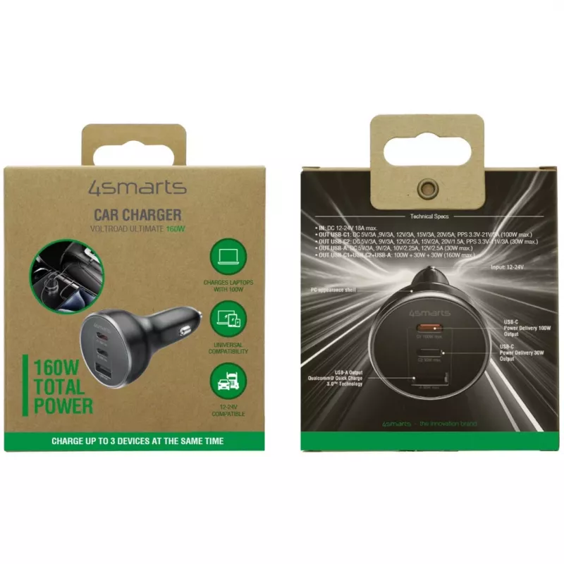 4smarts autolaturi VoltRoad Ultimate 160W musta (541224)