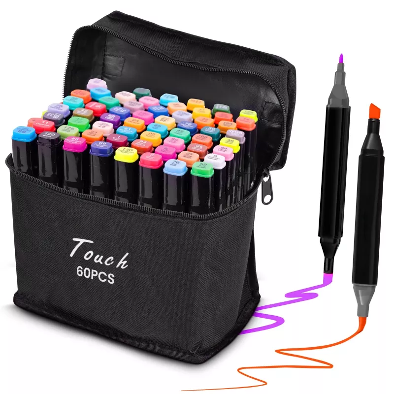 Tussisarja Extralink MARKERY 60SZT — 60 kpl, sivellin- ja pyöreät kärjet, värit musta/coral/mint/moka/sky