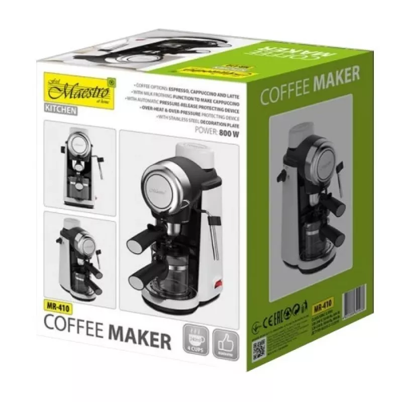 Maestro MR-410 espressokeitin maitovaahdottimella, 800 W, 3,5 bar, 240 ml vesisäiliö