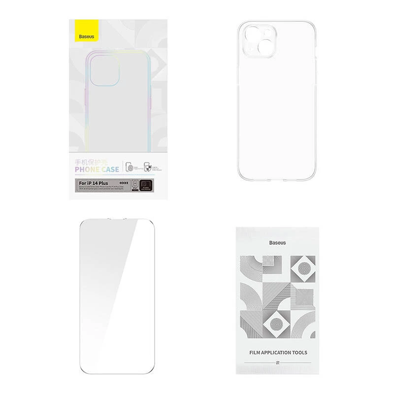 Suojakotelo Baseus Crystal Series iPhone 14 Plus, karkaistu lasitakaosa