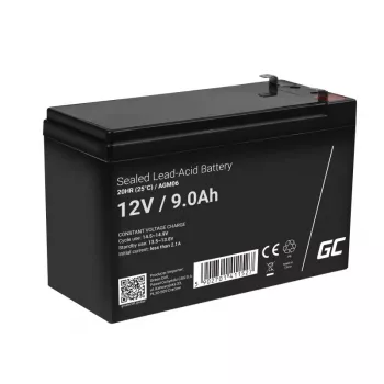 UPS-akku Green Cell AGM06 — 12 V 9 Ah lyijyhyytelö (VRLA) 95 × 151 × 65 mm, 2,3 kg