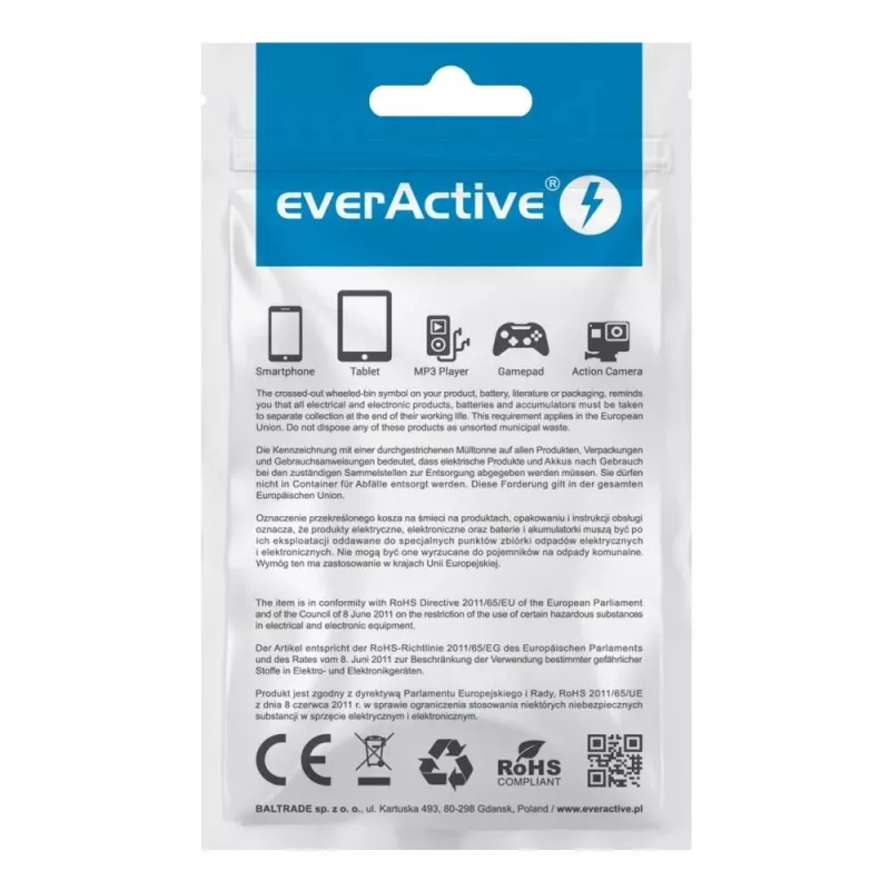 everActive kaapeli USB Lightning 1 m - valkoinen, silikoni, pikalataus, 2,4A - CBS-1IW