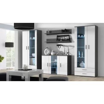 Cama Sideboard 120 cm SOHO S7 harmaa/valkoinen kiiltävä