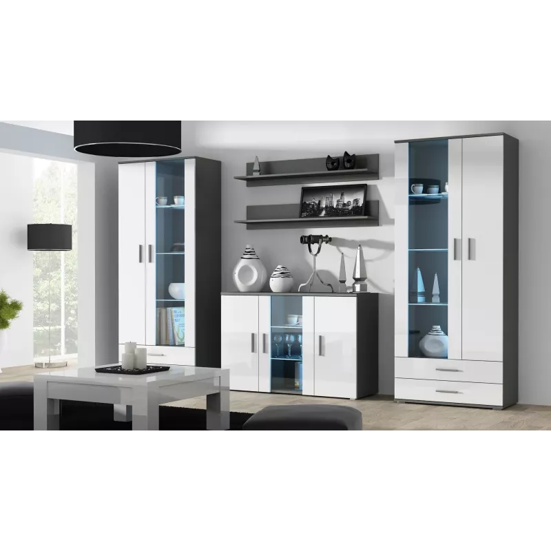 Cama Sideboard 120 cm SOHO S7 harmaa/valkoinen kiiltävä