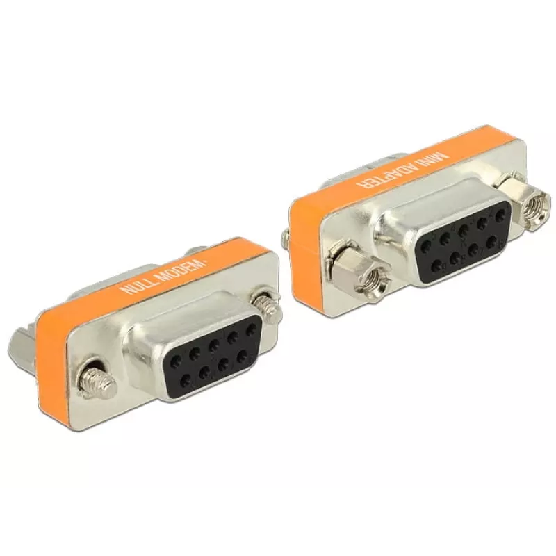 DeLOCK 65570 D-Sub 9 Pin (DB-9) naaras-naaras nullmodem-sukupuolenvaihtaja, kullatut koskettimet