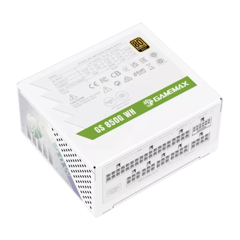 Gamemax-virtalähde, 80 PLUS, Gold | GS 850G WH | 850 W