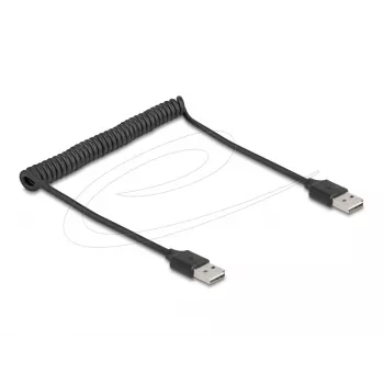 Spiraalikaapeli DeLOCK EASY-USB 2.0 Type-A uros Type-A uros 0,5 m–0,8 m musta