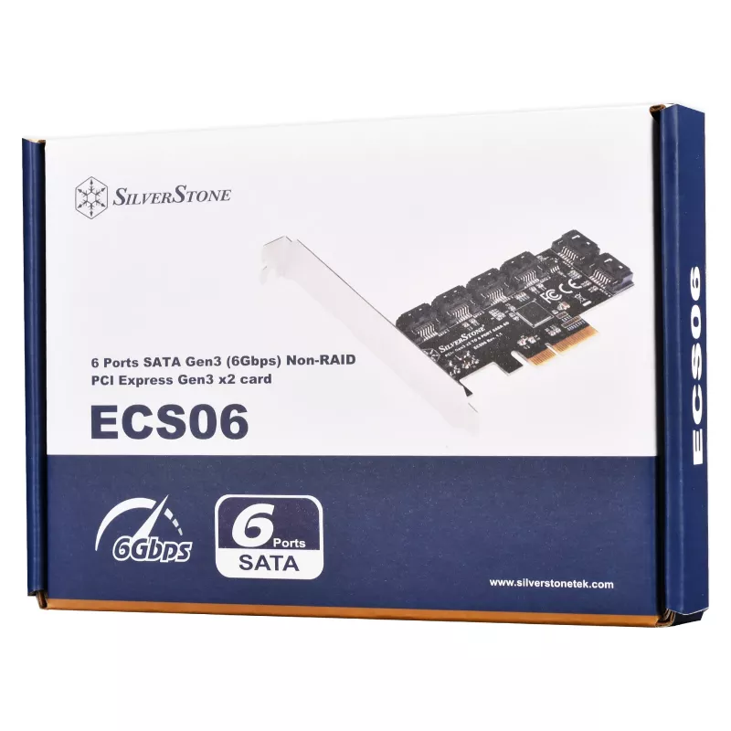SILVERSTONE Serial ATA -ohjain SST-ECS06 — PCIe-kortti kuudella SATA-portilla
