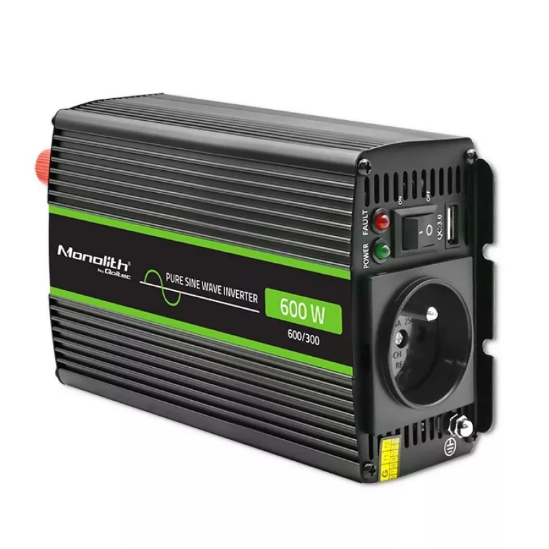 Qoltec Monolith jännitemuunnin auto 600 W 12 V