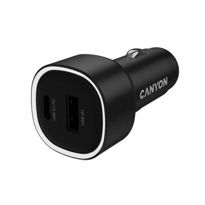 CANYON autolaturi OnDrive 48 PD 48W USB-A+USB-C musta