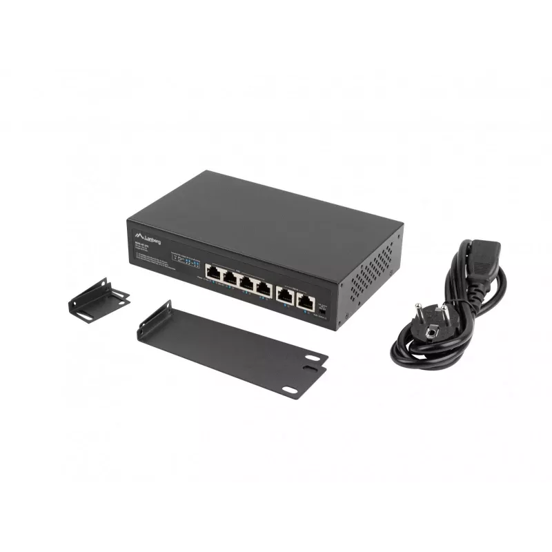 Lanberg kytkin PoE+ rack 10/19 RSFE-4P-2FE-60