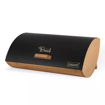 Maestro MR-1775-BLACK leipälaatikko musta, puu bambu, metalli