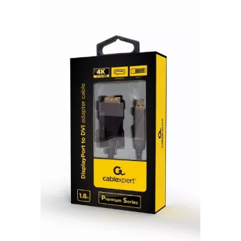 Videokaapeliadapteri Gembird CC-DPM-DVIM-4K-6 – DisplayPort-DVI, 1,8 m, 4K, musta