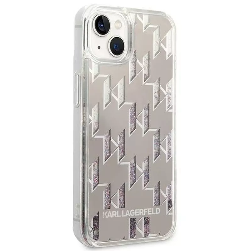 Karl Lagerfeld KLHCP14MLMNMS iPhone 14 Plus 6.7 kova kotelo hopea / hopea Liquid Glitter Monogram