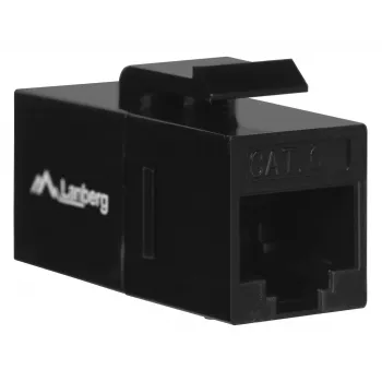 Keystone-moduuli LANBERG KSU6-3000 — Cat6 U/UTP RJ-45 naaras–RJ-45 naaras, matala rakenne, musta