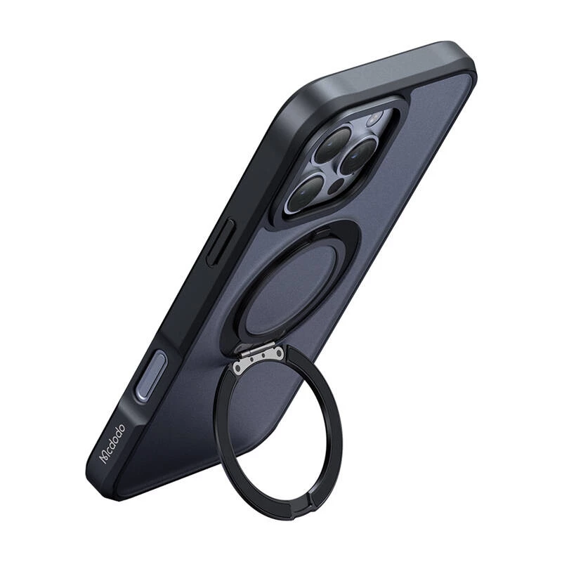 McDodo PC-4933 MagSafe-suojakotelo iPhone 16 Pro Max sisäänrakennetulla jalustalla, musta