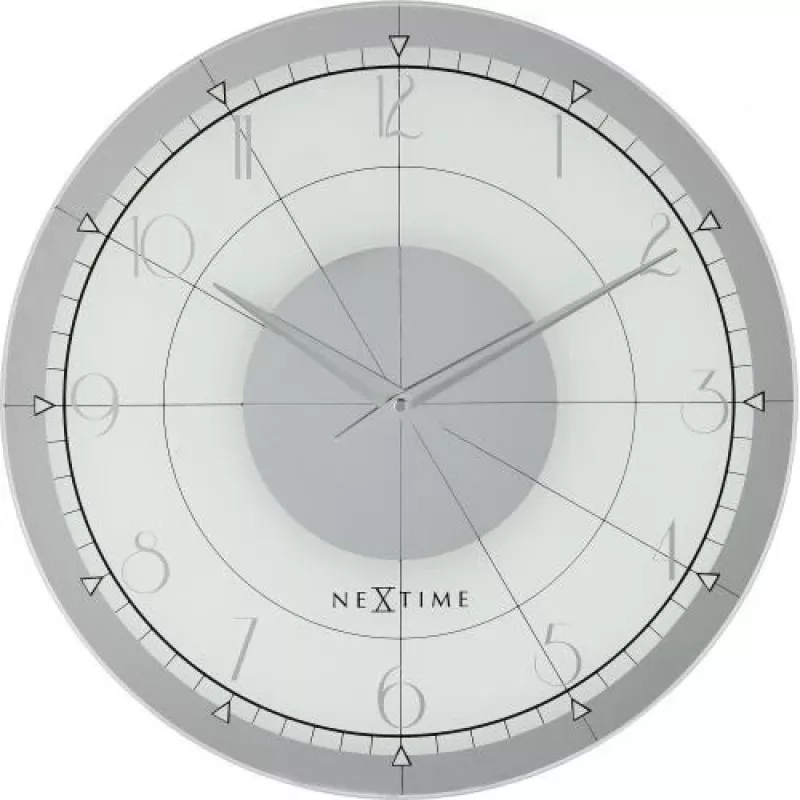 NeXtime kello 8125 Fancy Round, Ø43 cm, seinäkello, valkoinen/hopea