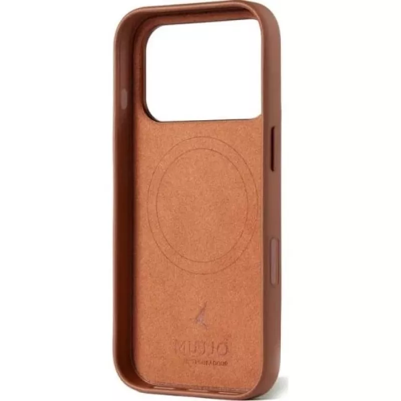 Mujjo Full Leather Case MagSafe -kotelo iPhone 17 Pro ruskea