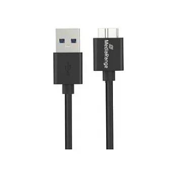 USB-A - Micro-B USB 3.0 lataus- ja synkronointikaapeli MediaRange MRCS239 — 50 cm, 5 Gbit/s, 5 W, musta