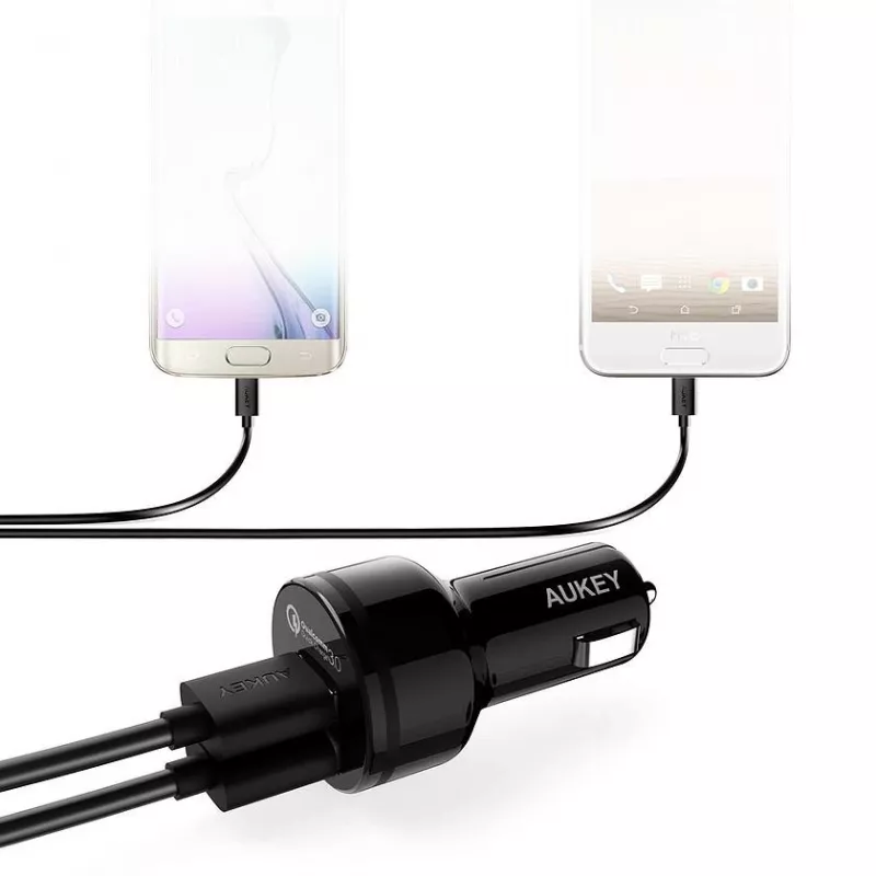 CC-T8 erittäin nopea autolaturi 2xUSB 3.0 6A 36W + Micro-USB-kaapeli 1 m