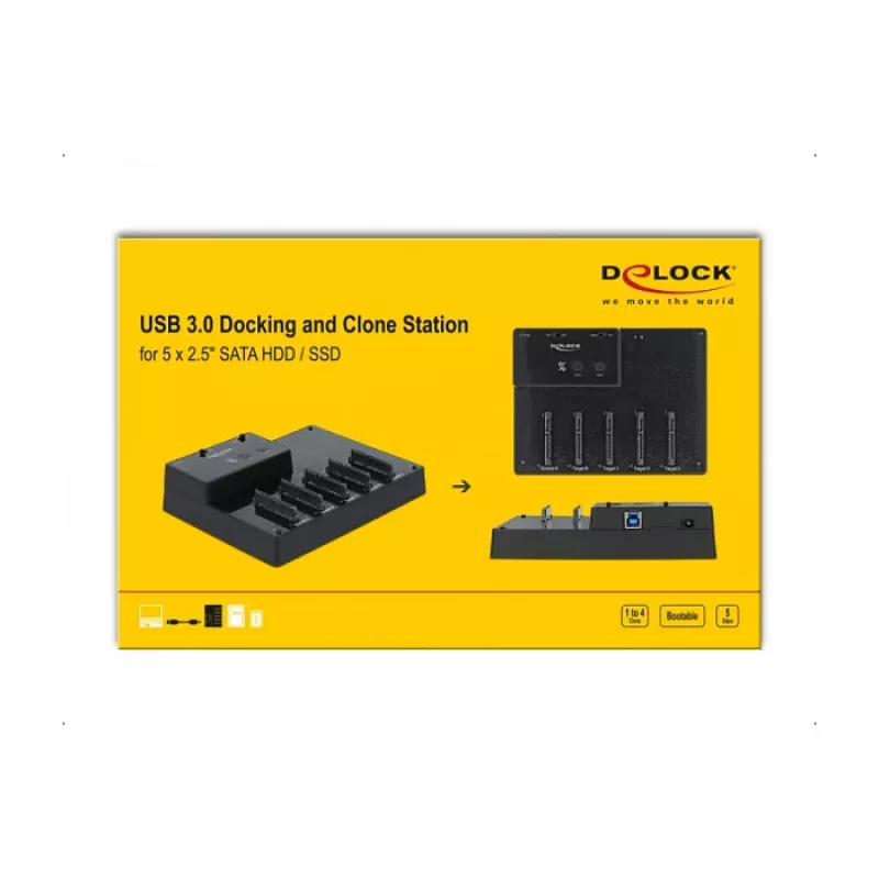 Telakointiasema DeLOCK USB 5 Gbps 64098 5 x 2,5 tuuman SATA HDD/SSD