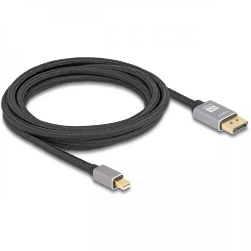 Delock - DisplayPort-kaapeli - Mini DisplayPort (M) - DisplayPort (M) - DisplayPort 1.4 - 3,0 m - tukee 8K 60 Hz - musta, harmaa (81093)