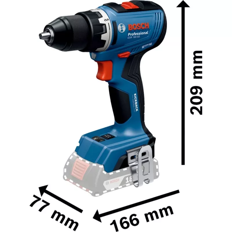 Bosch GSR 18V-65 akkuporakone-ruuvinväännin, 2x 4,0 Ah akku