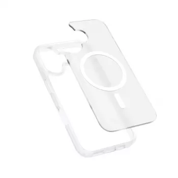 Crong Hybrid Matte Magnetic MagSafe -kotelo iPhone 17 – läpikuultava valkoinen, PC+TPU