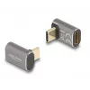 DeLOCK USB-sovitin 40 Gbit/s USB Type-C PD 3.0 100 W uros-liitäntä naarasliitäntään kulmikas 8K 60 Hz metalli