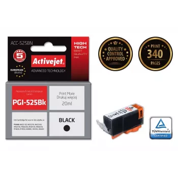 Yhteensopiva ActiveJet ACC-525BN mustekasetti, musta, pigmenttimuste 20 ml, suuri (XL) riitto, Canon PGI-525Bk -yhteensopiva