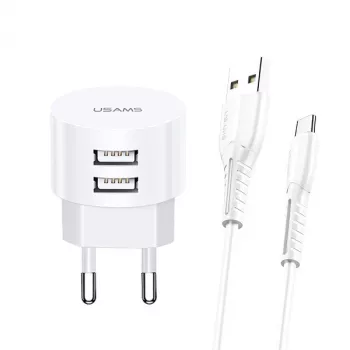 Laturi usams XTXLOGT18TC05, 2x USB-liitäntä ja integroitu USB-C-kaapeli, 2,1A lähtö