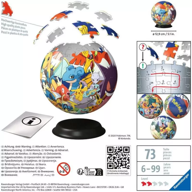 Ravensburger Pokémon 3D-palapeli 72 kpl sarjakuvat