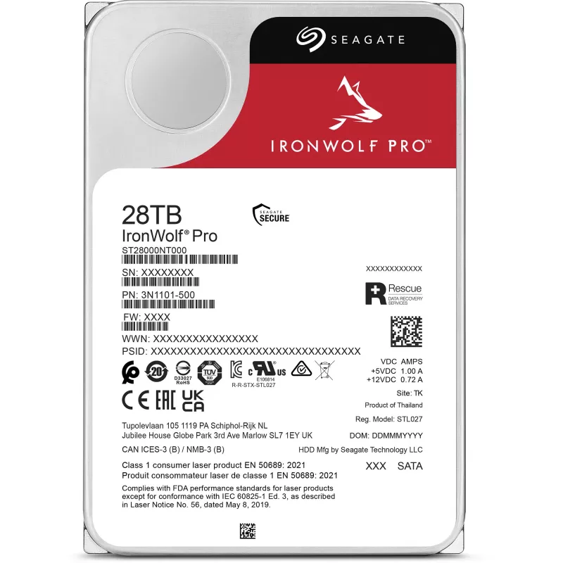 Seagate IronWolf Pro ST28000NT000 sisäinen kiintolevy 28 TB 7200 RPM 512 MB 3,5 tuumaa Serial ATA III